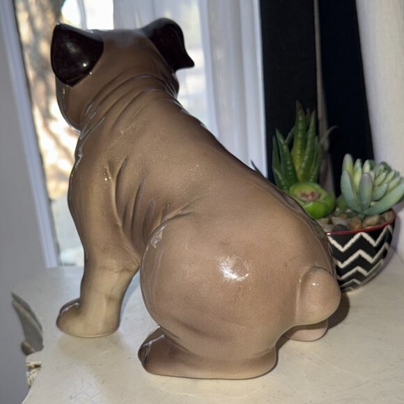 Milo Ceramic VTG Pug English Bulldog Sitting Statue Figurine Tongue Sticking Out - Picture 7 of 14